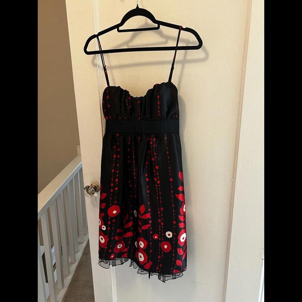 Speechless Party Dress Gathered Bust Empire Waist Red & Black w Tule Ruffle